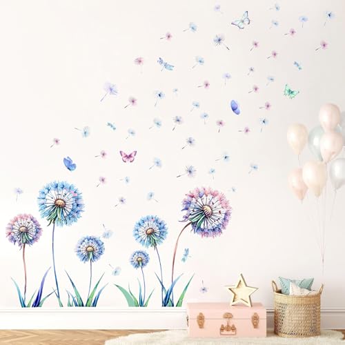 KAIRNE Wandtattoo Pusteblume Blumen Wandtattoo für Kinderzimmer Mädchen Blaue Wandsticker Löwenzahn für Schlafzimmer Wandaufkleber für Wohnzimmer Babyzimmer Fenster Tür Wanddeko KAIRNE Wandtattoo Pusteblume Blumen Wandtattoo für Kinderzimmer Mädchen Blaue Wandsticker Löwenzahn für Schlafzimmer Wandaufkleber für Wohnzimmer Babyzimmer Fenster Tür Wanddeko von KAIRNE