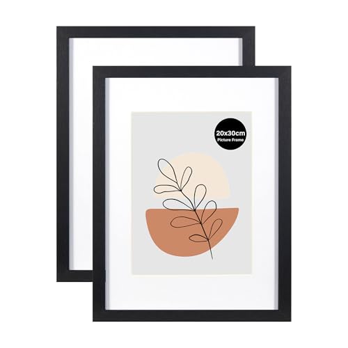 KAIWIN 2 Pack Bilderrahmen 20x30 cm, Schwarz Rahmen 20x30cm-mit Passepartout 15x20cm, Holz Fotorahmen mit Acrylglas zum aufhängen und aufstellen, Für Fotos, Poster, Puzzles| Posterrahmen KAIWIN 2 Pack Bilderrahmen 20x30 cm, Schwarz Rahmen 20x30cm-mit Passepartout 15x20cm, Holz Fotorahmen mit Acrylglas zum aufhängen und aufstellen, Für Fotos, Poster, Puzzles| Posterrahmen von KAIWIN