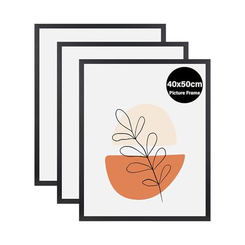 KAIWIN 3 Pack Bilderrahmen 40x50 cm, Schwarz Rahmen 40x50, Holz Fotorahmen zum Aufhängen, Posterrahmen Benutzt für Fotos, Bilder, Puzzles, Poster von KAIWIN