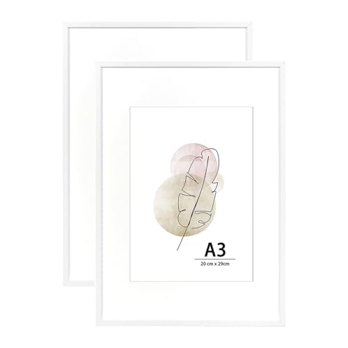 KAIWIN A3-Bilderrahmen, Weiß, 2er-Set, Holz-Posterrahmen, geeignet für A4 mit Passepartout, 29,7 x 42 cm, Bilderrahmen zur Wandmontage, Display für Zuhause, Büro, Galerie, Urlaub mit Fotos, Postern KAIWIN A3-Bilderrahmen, Weiß, 2er-Set, Holz-Posterrahmen, geeignet für A4 mit Passepartout, 29,7 x 42 cm, Bilderrahmen zur Wandmontage, Display für Zuhause, Büro, Galerie, Urlaub mit Fotos, Postern von KAIWIN