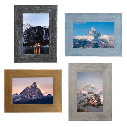 KAIWIN Bilderrahmen 10x15cm 4er Set, rustikaler Bilderrahmen, Holz Fotorahmen, mehrfarbig, ideal als Geschenk, Wandmontage und Tischdekoration KAIWIN Bilderrahmen 10x15cm 4er Set, rustikaler Bilderrahmen, Holz Fotorahmen, mehrfarbig, ideal als Geschenk, Wandmontage und Tischdekoration von KAIWIN
