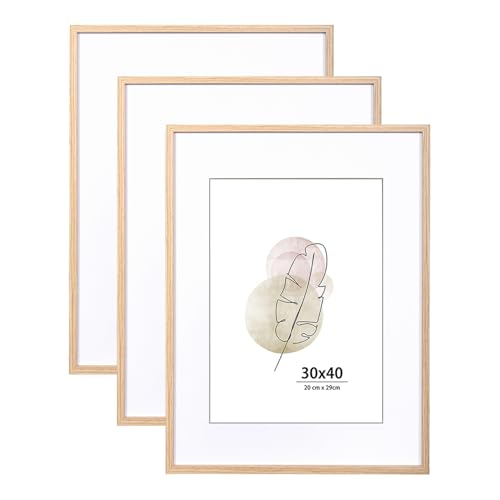 KAIWIN Bilderrahmen 30x40 Eichenholz Holz Fotorahmen 3er Set Holzrrahmen mit Passepartout zum aufhängen Benutzt für Wohnzimmer, Schlafzimmer, Arbeitszimmer, für Fotos, Kunstwerke und Poster KAIWIN Bilderrahmen 30x40 Eichenholz Holz Fotorahmen 3er Set Holzrrahmen mit Passepartout zum aufhängen Benutzt für Wohnzimmer, Schlafzimmer, Arbeitszimmer, für Fotos, Kunstwerke und Poster von KAIWIN