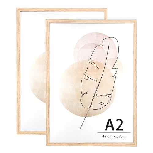 KAIWIN Bilderrahmen A2 Eichenholz Holz Fotorahmen 2er Set Holzrrahmen Puzzlerahmen mit Acrylglas zum aufhängen Benutzt für Wohnzimmer, Schlafzimmer, Arbeitszimmer, für Poster und fotos KAIWIN Bilderrahmen A2 Eichenholz Holz Fotorahmen 2er Set Holzrrahmen Puzzlerahmen mit Acrylglas zum aufhängen Benutzt für Wohnzimmer, Schlafzimmer, Arbeitszimmer, für Poster und fotos von KAIWIN