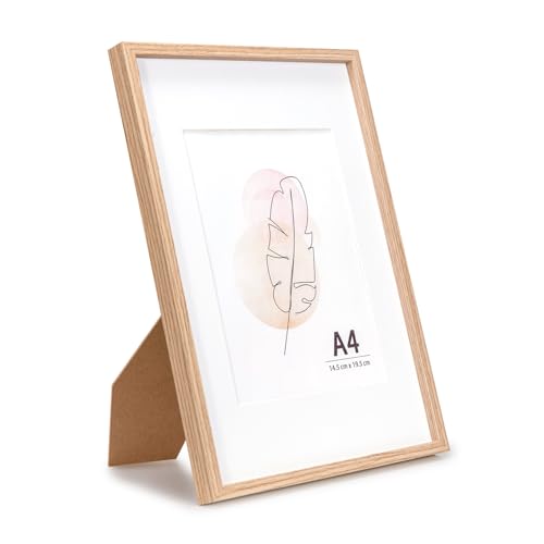 KAIWIN Bilderrahmen A4 Eichenholz Holz Fotorahmen 1er Set mit Passepartout zum aufhängen und aufstellen Benutzt für Wohnzimmer, Schlafzimmer, Arbeitszimmer, für Fotos, Kunstwerke und Poster KAIWIN Bilderrahmen A4 Eichenholz Holz Fotorahmen 1er Set mit Passepartout zum aufhängen und aufstellen Benutzt für Wohnzimmer, Schlafzimmer, Arbeitszimmer, für Fotos, Kunstwerke und Poster von KAIWIN