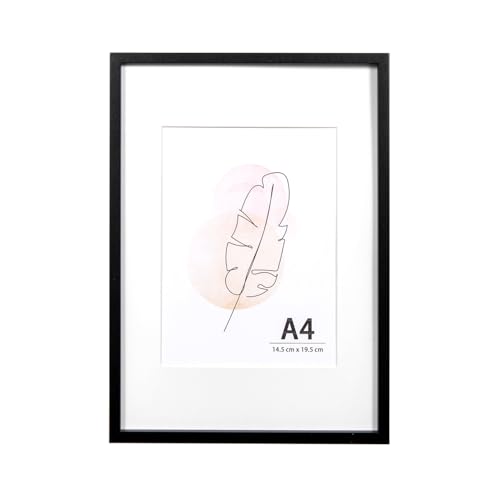 KAIWIN Bilderrahmen A4 Schwarz Holz Fotorahmen 1er Set Holzrrahmen mit Passepartout zum aufhängen und aufstellen Benutzt für Wohnzimmer, Schlafzimmer, Arbeitszimmer, für Fotos, Kunstwerke und Poster KAIWIN Bilderrahmen A4 Schwarz Holz Fotorahmen 1er Set Holzrrahmen mit Passepartout zum aufhängen und aufstellen Benutzt für Wohnzimmer, Schlafzimmer, Arbeitszimmer, für Fotos, Kunstwerke und Poster von KAIWIN
