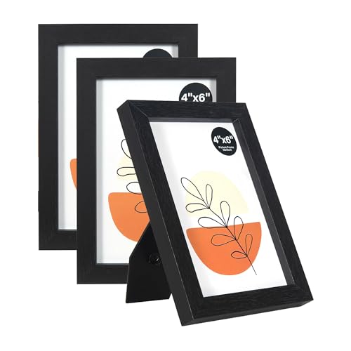KAIWIN Bilderrahmen Schwarz 10x15cm 3er Set, Holz Fotorahmen mit Acrylglas zum aufhängen und aufstellen, MDF-Holzrahmen für Fotos, Bilder KAIWIN Bilderrahmen Schwarz 10x15cm 3er Set, Holz Fotorahmen mit Acrylglas zum aufhängen und aufstellen, MDF-Holzrahmen für Fotos, Bilder von KAIWIN