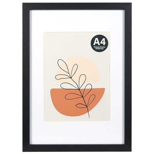 KAIWIN Bilderrahmen Schwarz A4(21x30cm)-mit Passepartout 15x20cm, Holz Fotorahmen mit Acrylglas zum aufhängen und aufstellen, Für Fotos, Poster, Puzzles| Posterrahmen | a4 bilderrahmen von KAIWIN