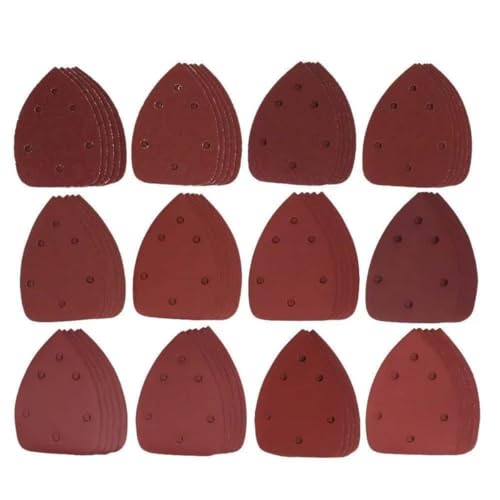 Schleifpapier, 6 Löcher, dreieckige Schleifpads, Körnung 40, 60, 80, 120, 180, 240, 400, 70 Stück, verschiedene Körnungen von KAIYUAN