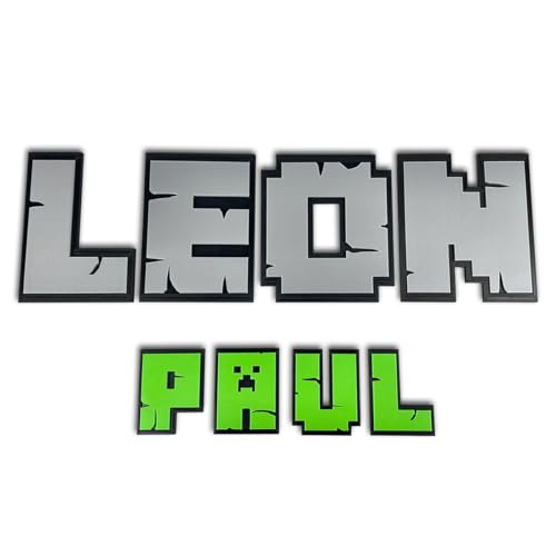 3D Buchstaben Buchstaben Minecraft-Stil Wandaufkleber Buchstaben für die Wand Dekorationen Kinder 1 stuck (XXL) von KAJAWIS