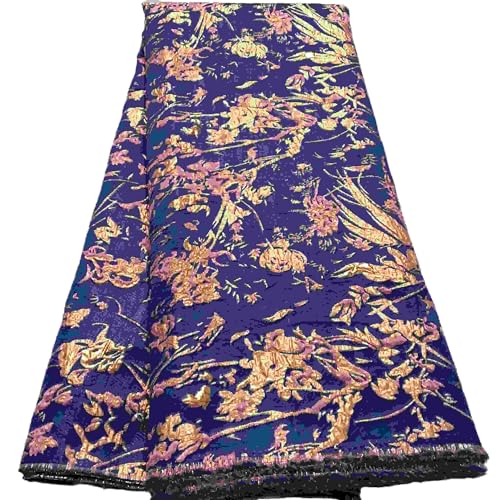 KAJURUI Afrikanischer Spitzenstoff, 4,5 m, bestickt, bedruckter Stoff, goldgeprägt, geeignet für Hochzeit/Party/Alltag (39507) von KAJURUI