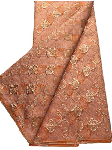 KAJURUI Afrikanischer Spitzenstoff, 4,5 m, einfarbig, Heißprägung, Skalenmuster, Spitze für Hochzeit, Party, Nähprojekte (orange) von KAJURUI