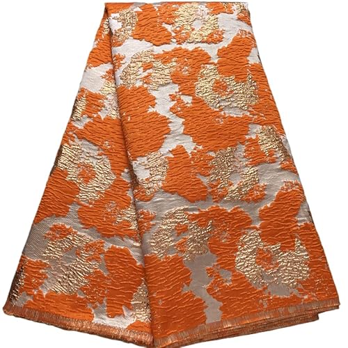 KAJURUI Afrikanischer Spitzenstoff, 4,5 m, nigerianischer Batikstoff, geprägter Jacquard-Satin-Stoff für Hochzeitskleid, Partykleidung, tägliches Nähen (41883) von KAJURUI