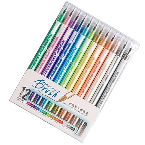 KAKASEA Glitzernder Textmarker, Doppelkopf-Marker, Pinselstift, schnelltrocknend, für Scrapbooking, Kartenherstellung, Zeichnen KAKASEA Glitzernder Textmarker, Doppelkopf-Marker, Pinselstift, schnelltrocknend, für Scrapbooking, Kartenherstellung, Zeichnen von KAKASEA