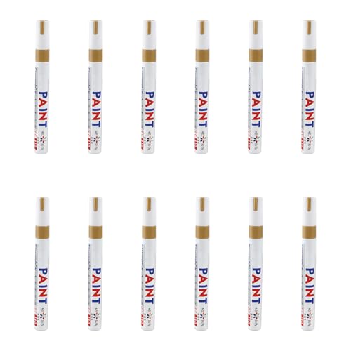 KAKASEA Lackmarker auf Ölbasis, schnelltrocknender Glasstift, goldfarben, Permanentmarker für Holz und Metall, 12 Stück KAKASEA Lackmarker auf Ölbasis, schnelltrocknender Glasstift, goldfarben, Permanentmarker für Holz und Metall, 12 Stück von KAKASEA