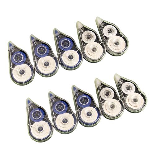 Korrekturroller, 8 m x 5 mm, schnell trocknend, Korrekturband, insgesamt 80 m, für Schreiben, Tagebücher, Notizen, 10 Stück von KAKASEA