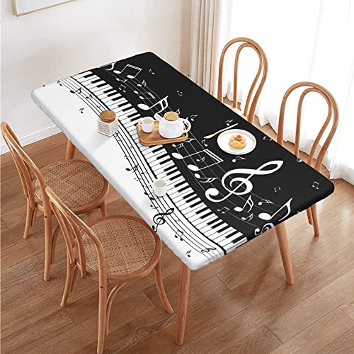 Tischdecke, abstraktes Klavier, Musiknote, mit elastischen Kanten, wasserdicht, abwischbar, Tischdecke, Dekor, 1,2 m, Tischunterlage für Esszimmer Tischdecke, abstraktes Klavier, Musiknote, mit elastischen Kanten, wasserdicht, abwischbar, Tischdecke, Dekor, 1,2 m, Tischunterlage für Esszimmer von KAKETE