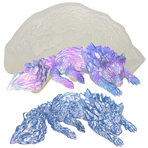KAKIWYHHH Eiskristall-Wolf, 3D-Epoxidharz-Silikonform für Fondant, Zucker, Kuchendekoration, Polymer-Ton, Feengarten, Gips von KAKIWYHHH