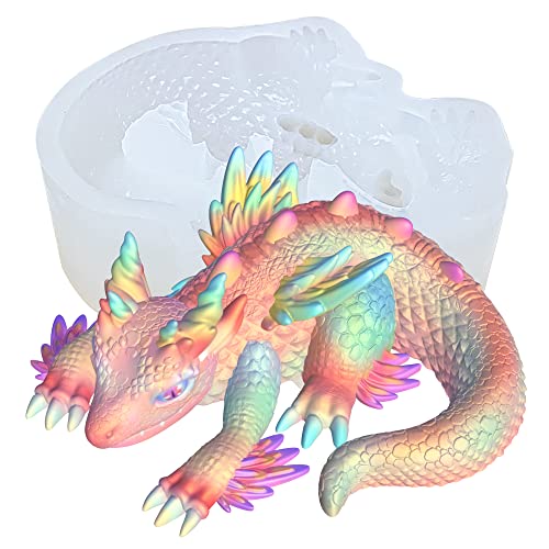 KAKIWYHHH Magischer Regenbogendrache 3D Epoxidharz Silikonform für Fondant Zucker Handwerk Kuchen Topper Dekorieren Polymer Ton Gips von KAKIWYHHH