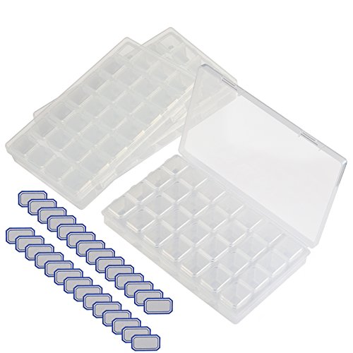 KAKOO 3er 28 Fächer Kunststoff Dosen, Diamond Painting Sortierbox kleinteile aufbewahrungbox Sortimentskasten Doppelte für DIY Handwerk Werkzeug Perlen Nailart Strass Schmuck Organizer von KAKOO