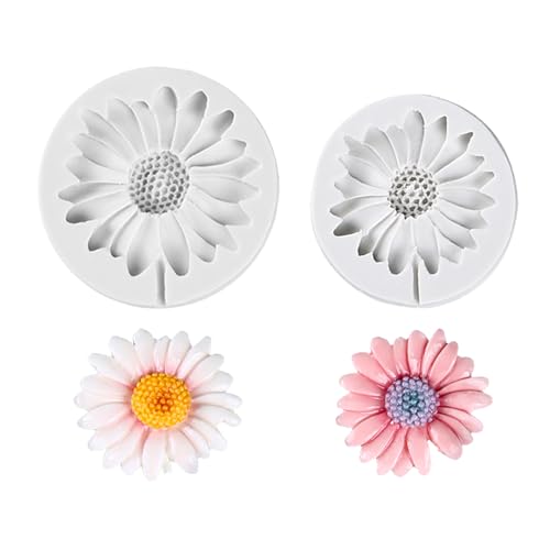 KALAIEN 2 x Chrysanthemen-Blumen-Silikonform Gießform für Fondant-Kuchendekoration, Schokolade, Zuckerhandwerk, Süßigkeiten-Kuchendekoration, Ton, Seife-Bastelprojekte von KALAIEN