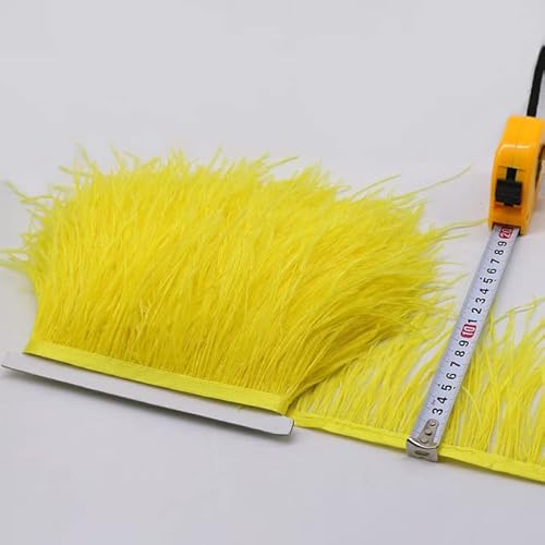 10-15CM Long Natural Ostrich Feather Trims Ribbon 10 Meters Plumes Fringe for Wedding Shawl Dress Decoration Accessories Crafts-09 yellow,1Meter von KALGHI