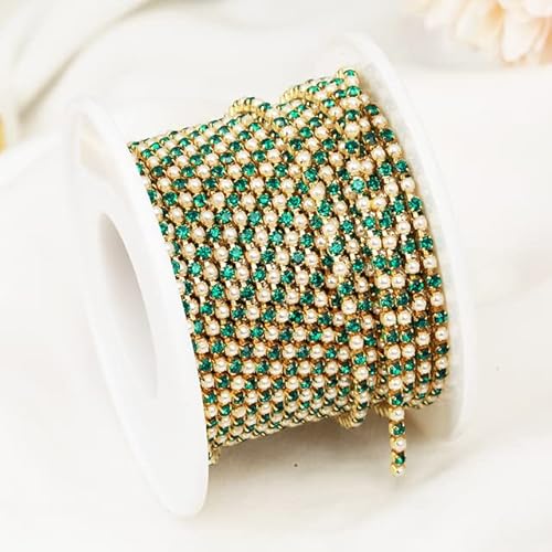 2 mm Goldperlen-Strass-Körbchen-Ketten-Band-Glas-dichte bunte Strass-Perlen-Ketten-Ordnungs-Bekleidungs-Schalen-Ketten-für DIY-Kleidungsstücke-Goldmalachit-Grün,2mm-10yards 2 mm Goldperlen-Strass-Körbchen-Ketten-Band-Glas-dichte bunte Strass-Perlen-Ketten-Ordnungs-Bekleidungs-Schalen-Ketten-für DIY-Kleidungsstücke-Goldmalachit-Grün,2mm-10yards von KALGHI