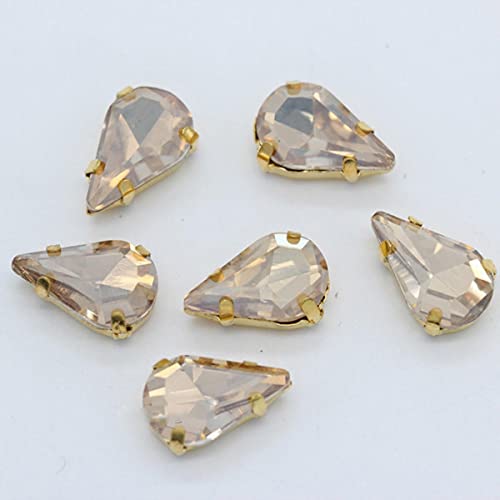 Nähen, Strass, Glasstein, zum Aufnähen von Kristallen, Strass, Diamanten, Juwelen, Knopf, Handarbeit, Perlen für Kleidung, Basteln, Gold, Champagner, 20 x 30 mm, 6 Stück Nähen, Strass, Glasstein, zum Aufnähen von Kristallen, Strass, Diamanten, Juwelen, Knopf, Handarbeit, Perlen für Kleidung, Basteln, Gold, Champagner, 20 x 30 mm, 6 Stück von KALGHI