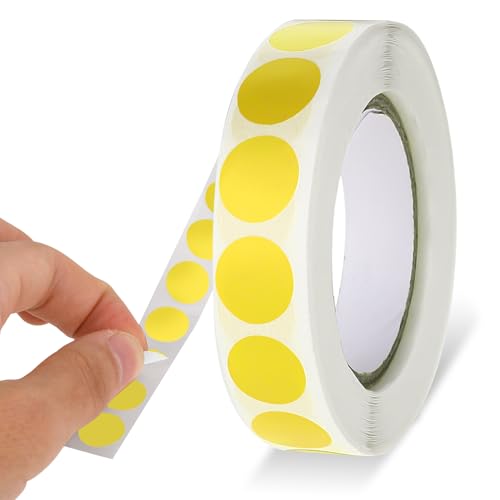 1,3 cm Gelbe runde Aufkleber, 1000 Stück Gelbe Punktaufkleber, Wasserfeste Kreisaufkleber, Farbcodierungsetikett für Büro, Geschäft, Zuhause, Klassenzimmer, Markierung 1,3 cm Gelbe runde Aufkleber, 1000 Stück Gelbe Punktaufkleber, Wasserfeste Kreisaufkleber, Farbcodierungsetikett für Büro, Geschäft, Zuhause, Klassenzimmer, Markierung von KALIONE