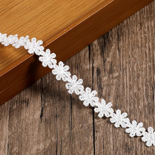 15 Yard Spitzenband Blumen, Weiß Spitzenborte Blumen Dekoband, 10mm Spitzenband für Hochzeit, Tischdeko, Basteln von KALIONE