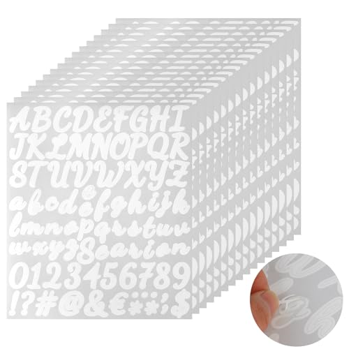 16 Blatt Buchstaben Aufkleber weiß, Zahlen Aufkleber selbstklebende Vinyl Briefkasten-Nummern-Aufkleber DIY-Nummern-Buchstaben-Aufkleber für Briefkasten-Buchstaben Schilder Tür Adresse Nummer (weiß) von KALIONE
