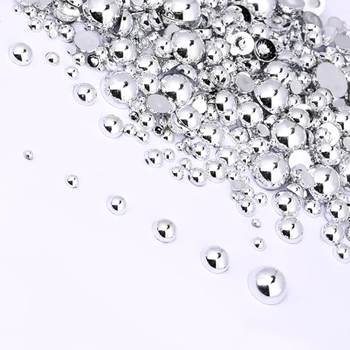 2–8 mm, 1000 Stück, imitierte Silberperlen, Halbkugel, flache Rückseite, Perlen für Nägel, runde Halbperlen für Bastelarbeiten, DIY-Edelsteindekorationen von KALIONE