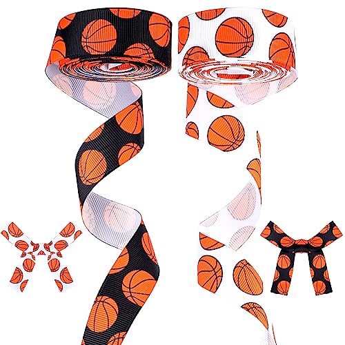 2 Rollen 9,1 m 2,2 cm Basketballband zum Basteln, Basketball, Ripsband für Cheer Bows Team-Geschenkverpackungen, Uniform, Nähen (Basketball) von KALIONE