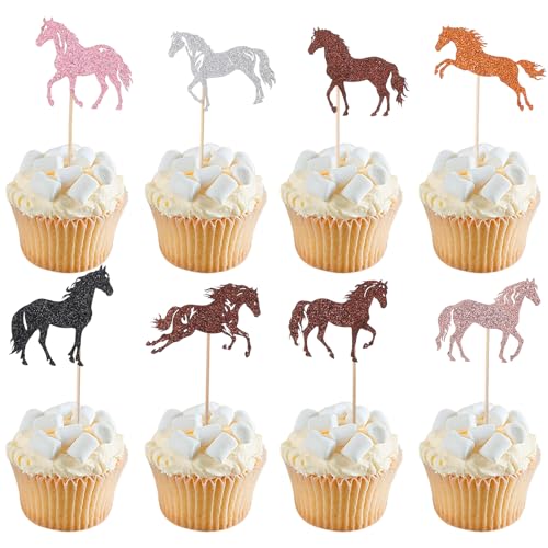 24 Stück Pferde Geburtstagsdeko Cake Toppers, Cupcake-Picks mit Tiermotiv, Party-Dekoration für Pferderennen-Partys, Reitsport-Themen-Geburtstag, Babyparty, Geburtstagsdekorationen 24 Stück Pferde Geburtstagsdeko Cake Toppers, Cupcake-Picks mit Tiermotiv, Party-Dekoration für Pferderennen-Partys, Reitsport-Themen-Geburtstag, Babyparty, Geburtstagsdekorationen von KALIONE