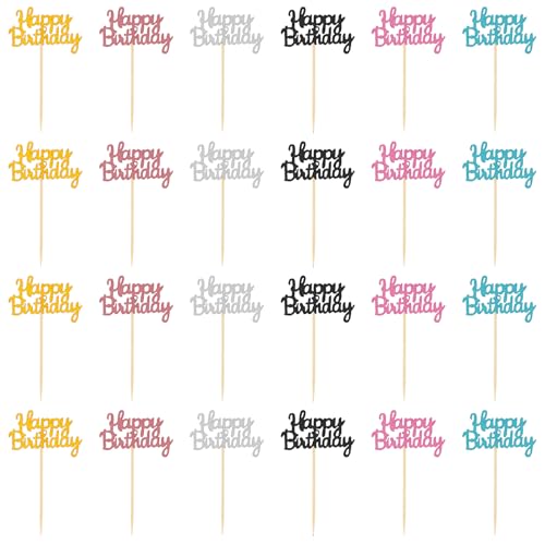 24 Stück Happy Birthday Cup Topper Happy Birthday Kuchendeko Kuchenspießen für Geburtstagspartys, Geburtstagskuchen-Dekorationen, Geburtstags-Cupcake-Spieße, Babyparty, Jubiläumsparty-Zubehör 24 Stück Happy Birthday Cup Topper Happy Birthday Kuchendeko Kuchenspießen für Geburtstagspartys, Geburtstagskuchen-Dekorationen, Geburtstags-Cupcake-Spieße, Babyparty, Jubiläumsparty-Zubehör von KALIONE