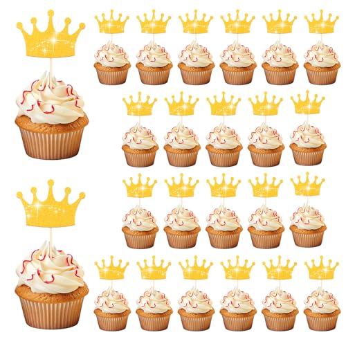 24 Stück Kronen Cupcake Topper mit Goldenem Glitzer, Prinzessinnen-Kronen Cupcake Picks, Königin Kronen Cupcake Dekorationen für Prinzessinnen Party Dekorationen für Geburtstag, Babyparty, Hochzeit 24 Stück Kronen Cupcake Topper mit Goldenem Glitzer, Prinzessinnen-Kronen Cupcake Picks, Königin Kronen Cupcake Dekorationen für Prinzessinnen Party Dekorationen für Geburtstag, Babyparty, Hochzeit von KALIONE