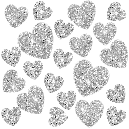 26 Stück Herzform Bügelbilder Strass Aufbügelflicken für Kleidung, selbstklebende Liebes-Flicken mit Glitzer-Kristallen, zum Aufbügeln in Herzform für Kleidung, Jeans, Schuhe, Hüte 26 Stück Herzform Bügelbilder Strass Aufbügelflicken für Kleidung, selbstklebende Liebes-Flicken mit Glitzer-Kristallen, zum Aufbügeln in Herzform für Kleidung, Jeans, Schuhe, Hüte von KALIONE