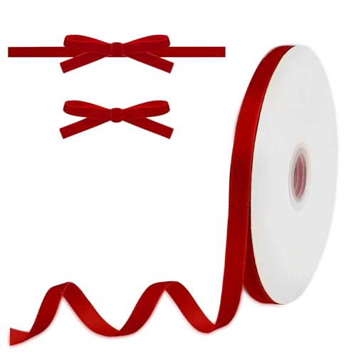 3/8" Rotes Dünnes Samtband, 25 Yards Bastel-Samtband für Geschenkverpackungen, Geschenkverpackungsbänder, Vintage-Samtbänder, Spulenstoffbänder für Kranzdekoration, Schleifenherstellung 3/8" Rotes Dünnes Samtband, 25 Yards Bastel-Samtband für Geschenkverpackungen, Geschenkverpackungsbänder, Vintage-Samtbänder, Spulenstoffbänder für Kranzdekoration, Schleifenherstellung von KALIONE