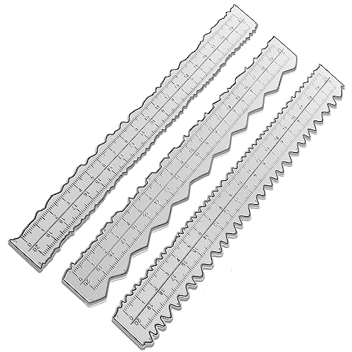 3 Stück unregelmäßige Kantenlineal aus Metall, Bastellineal, Papierreißlineal mit gezackter Kante, Messlineal, Büttenkantenlineal für Prägung, Scrapbooking, Kartenherstellung, Stanzschablonen 3 Stück unregelmäßige Kantenlineal aus Metall, Bastellineal, Papierreißlineal mit gezackter Kante, Messlineal, Büttenkantenlineal für Prägung, Scrapbooking, Kartenherstellung, Stanzschablonen von KALIONE