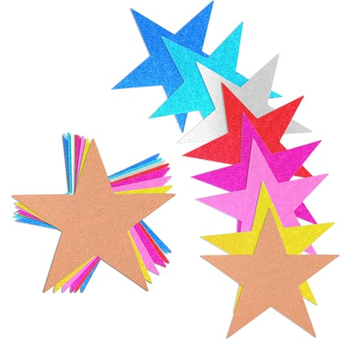 40 Stück glitzernde Stern-Ausschnitte 15cm Papiersterne Dekorationen Stern-Konfetti Klassenzimmer-Dekor Stern-Wand-Konfetti-Ausschnitte für Weihnachtsdekorationen im Klassenzimmer, Pinnwand (8 Farben) 40 Stück glitzernde Stern-Ausschnitte 15cm Papiersterne Dekorationen Stern-Konfetti Klassenzimmer-Dekor Stern-Wand-Konfetti-Ausschnitte für Weihnachtsdekorationen im Klassenzimmer, Pinnwand (8 Farben) von KALIONE