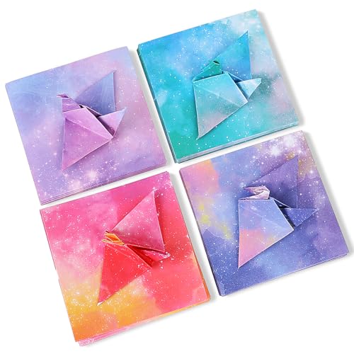 400 Blatt Origami-Papier-Set, 9,5 cm Quadratisch Doppelseitig Sternenhimmel-Origami-Papier, Weltraum, Sternmuster, Origami für DIY-Dekoration von KALIONE
