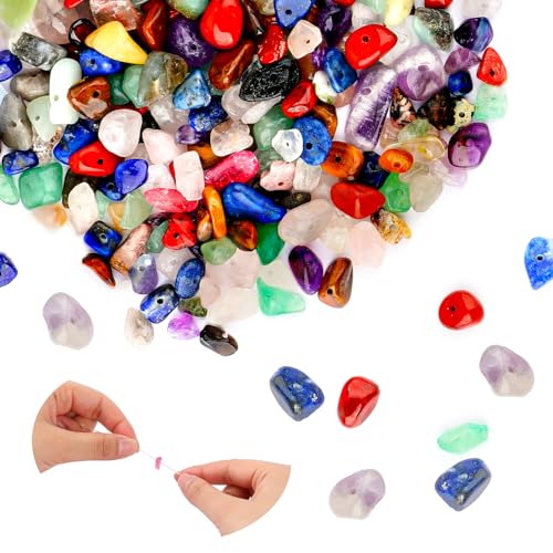 450 Stück Kristallperlen für die Schmuckherstellung, mehrfarbige natürliche Steinperlen, 5–8 mm, lose Kristallsteine, Perlen für Armbänder, Halsketten, Ohrringe, DIY-Handwerk von KALIONE