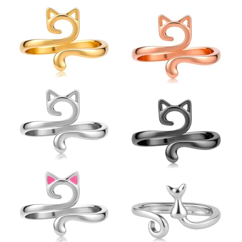 6 Stück HäKel Ring, Metall HäKeln Zubehör Verstellbare HäKelringe HäKel Zubehör HäKelring Crochet Ring für Stricken Flechten DIY Strickhandwerk von KALIONE