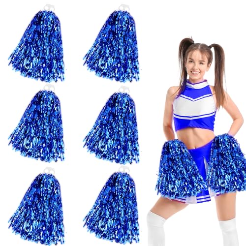 KALIONE Cheerleader-Pompons mit Griff, Cheerleader-Pompons, Metallfolien-Pompons für Sport-Teamgeist, Jubelnde Party-Tänze(Blue) von KALIONE