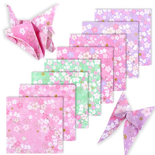 Origami Papier, 120 Blatt 15 x 15 cm Faltpapier mit Kirschblütenmuster, Doppelseitiges Farbiges Origami Papier, 8 Stile, Leicht Faltbares Washi-Papier für Kunsthandwerksprojekte(Farbe 2) von KALIONE