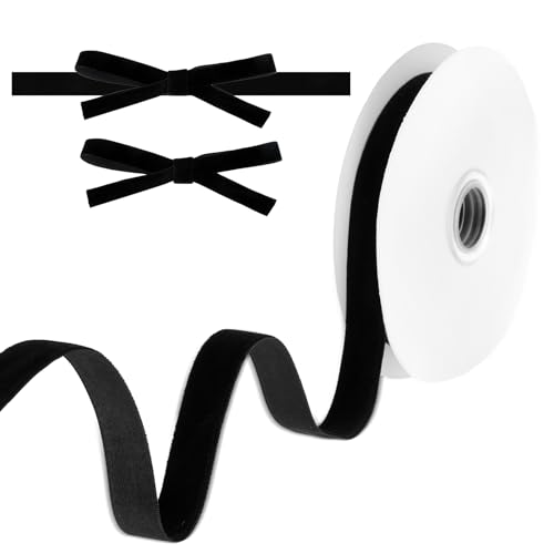 Schwarzes Samtband, 1,6 cm, 9,1 m, Bastel-Samtband für Geschenkverpackungen, Geschenkbänder, Vintage-Samtbänder, Spule, Stoffbänder für Schleifen, Kranzdekoration Schwarzes Samtband, 1,6 cm, 9,1 m, Bastel-Samtband für Geschenkverpackungen, Geschenkbänder, Vintage-Samtbänder, Spule, Stoffbänder für Schleifen, Kranzdekoration von KALIONE