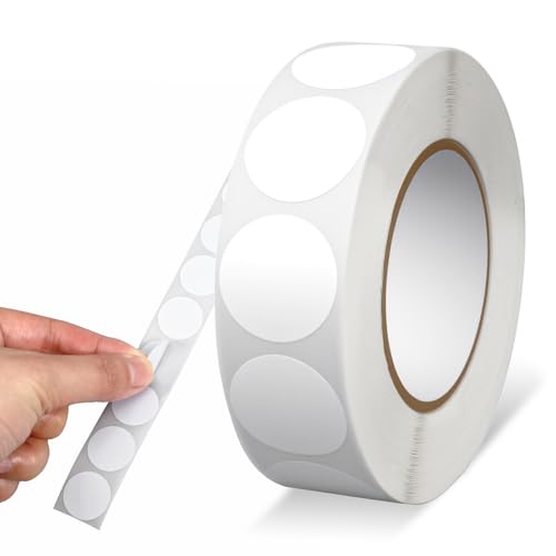Weiße Runde Aufkleber, 1,9 cm, 1000 Stück, Weiße Punktaufkleber, Wasserfeste Kreisförmige Aufkleber, Farbkodierungsetikett für Büro, Geschäft, Zuhause, Klassenzimmer, Markierung von KALIONE