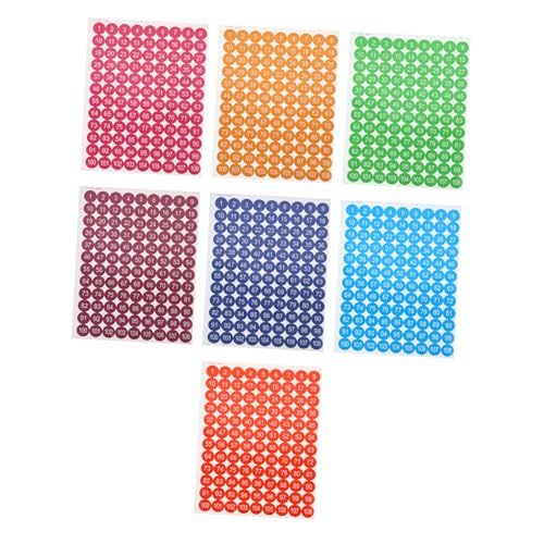 KALLORY 1 7 Blätter runde Seriennummernaufkleber Name Zahlen Kreis runden drinnen Nummer einfügen Nummernaufkleber für den Außenbereich runder Zahlpaster Papier Colorful von KALLORY