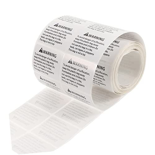 KALLORY 1 Rolle Anti-Erstickungs-Etikett Warnlabel Aufkleber mit Warnband Name Warnaufkleber Erstickungswarnschilder Etikettenaufkleber Erstickungsetikett Warnzubehör Papier Weiß von KALLORY