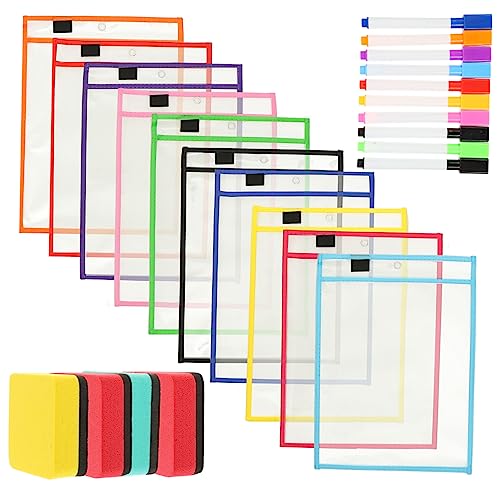 KALLORY 1 Satz Aktentasche Trocken Abwischbar Stationäre Lieferungen Ärmel Taschen Beschützer Transparente, Trocken Abwischbare Hülle Schutz Datei Pvc Bunt Zufällige Farbe von KALLORY
