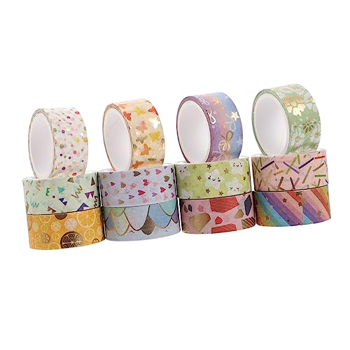 KALLORY 1 Satz Bonbonfarbene Klebeband Dekorativ Farbig Ästhetisch Klebrig Klebstoff Aufkleber Washi Tape Für Planer Bonbonfarbenes Abdeckband Breites Washi-tape Papier 12rollen von KALLORY
